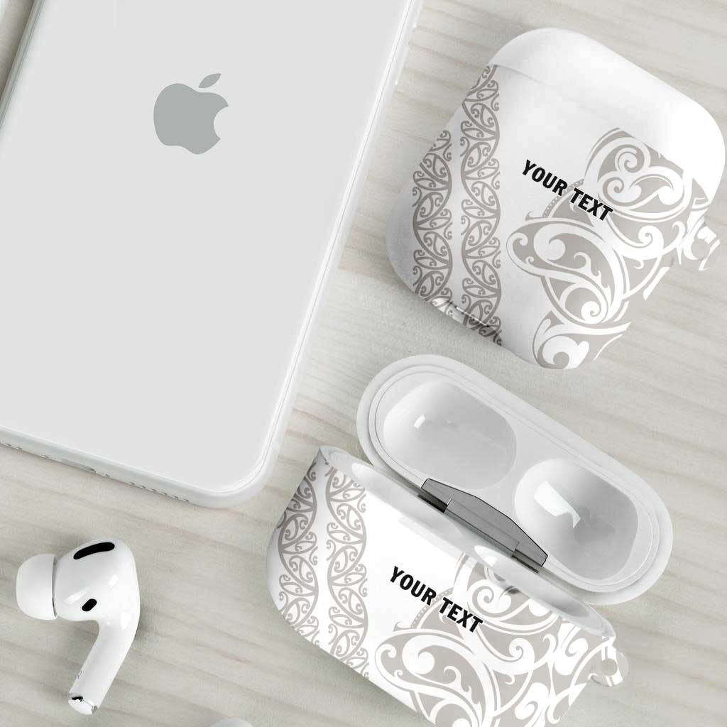All White Maori Tribal Tattoo Personalised AirPods Case Stone Gray Polynesian Style - Polynesian Pride