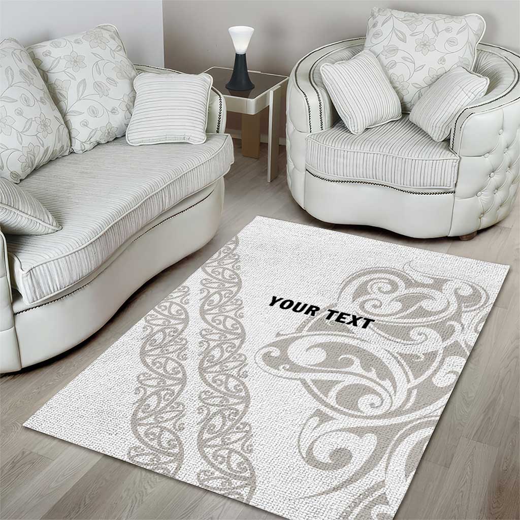 All White Maori Tribal Tattoo Personalised Area Rug Stone Gray Polynesian Style - Polynesian Pride