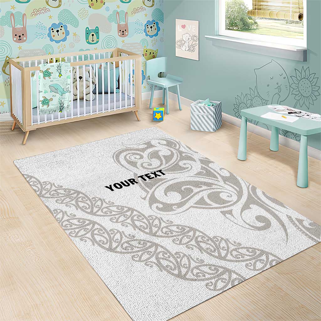 All White Maori Tribal Tattoo Personalised Area Rug Stone Gray Polynesian Style - Polynesian Pride