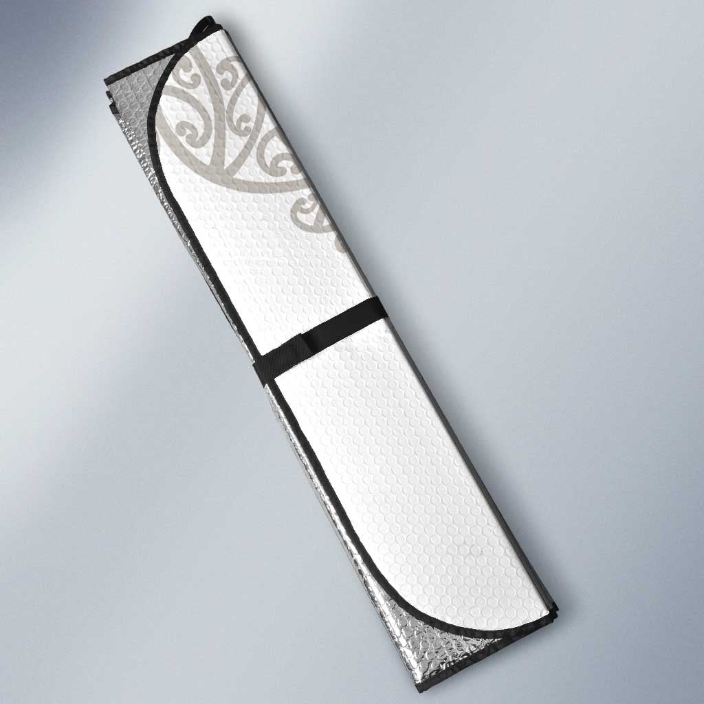 All White Maori Tribal Tattoo Personalised Auto Sun Shade Stone Gray Polynesian Style - Polynesian Pride