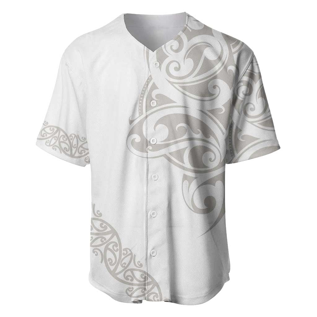 All White Maori Tribal Tattoo Personalised Baseball Jersey Stone Gray Polynesian Style - Polynesian Pride
