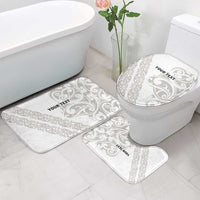 All White Maori Tribal Tattoo Personalised Bathroom Set Stone Gray Polynesian Style - Polynesian Pride