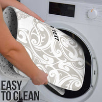 All White Maori Tribal Tattoo Personalised Bathroom Set Stone Gray Polynesian Style - Polynesian Pride