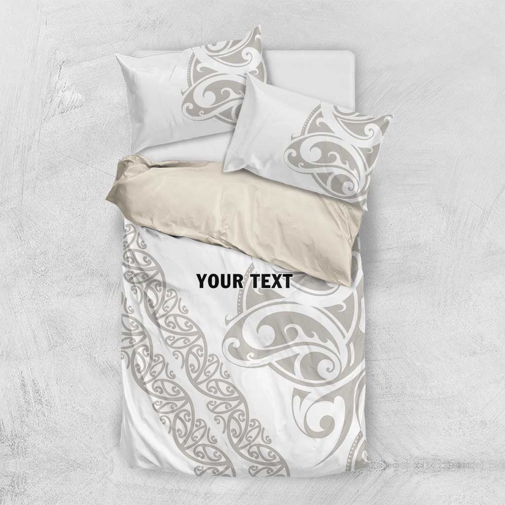 All White Maori Tribal Tattoo Personalised Bedding Set Stone Gray Polynesian Style - Polynesian Pride
