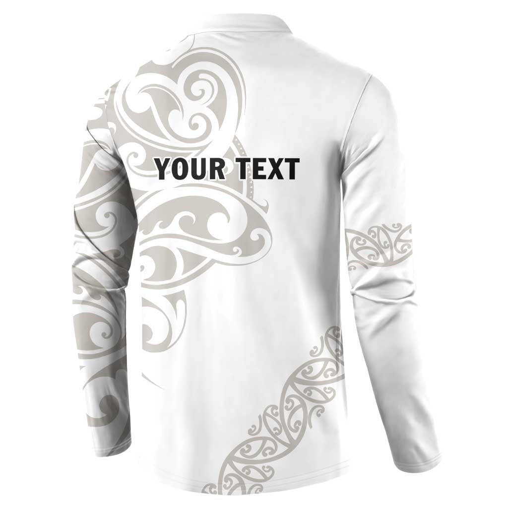 All White Maori Tribal Tattoo Personalised Button Sweatshirt Stone Gray Polynesian Style - Polynesian Pride
