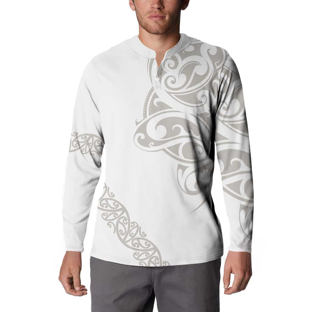 All White Maori Tribal Tattoo Personalised Button Sweatshirt Stone Gray Polynesian Style - Polynesian Pride