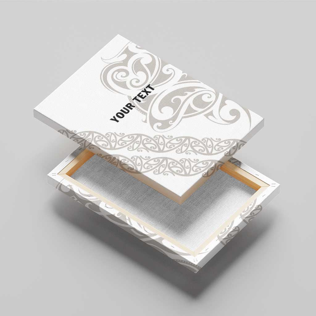 All White Maori Tribal Tattoo Personalised Canvas Wall Art Stone Gray Polynesian Style - Polynesian Pride