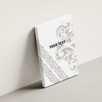 All White Maori Tribal Tattoo Personalised Canvas Wall Art Stone Gray Polynesian Style - Polynesian Pride