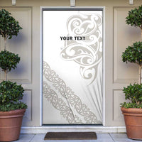 All White Maori Tribal Tattoo Personalised Door Cover Stone Gray Polynesian Style - Polynesian Pride