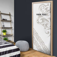 All White Maori Tribal Tattoo Personalised Door Cover Stone Gray Polynesian Style - Polynesian Pride