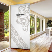 All White Maori Tribal Tattoo Personalised Door Cover Stone Gray Polynesian Style - Polynesian Pride