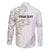 All White Maori Tribal Tattoo Personalised Family Matching Off The Shoulder Long Sleeve Dress and Hawaiian Shirt Stone Gray Polynesian Style - Polynesian Pride