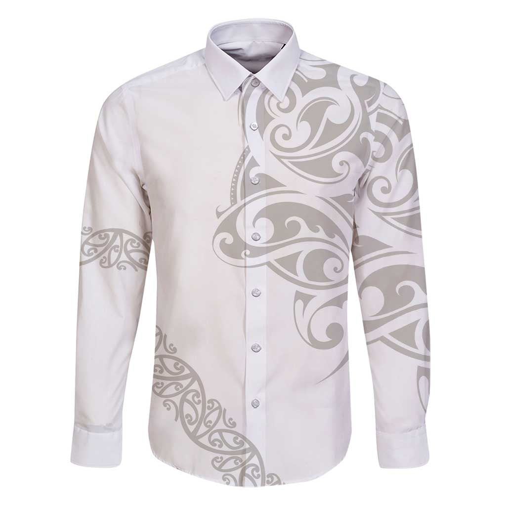 All White Maori Tribal Tattoo Personalised Family Matching Puletasi and Hawaiian Shirt Stone Gray Polynesian Style - Polynesian Pride
