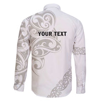 All White Maori Tribal Tattoo Personalised Family Matching Puletasi and Hawaiian Shirt Stone Gray Polynesian Style - Polynesian Pride
