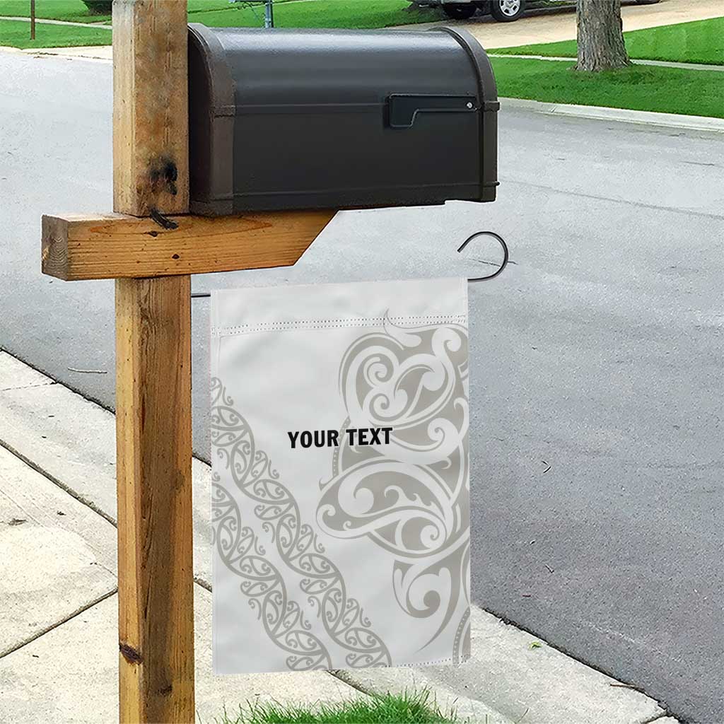 All White Maori Tribal Tattoo Personalised Garden Flag Stone Gray Polynesian Style - Polynesian Pride