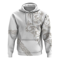 All White Maori Tribal Tattoo Personalised Hoodie Stone Gray Polynesian Style - Polynesian Pride