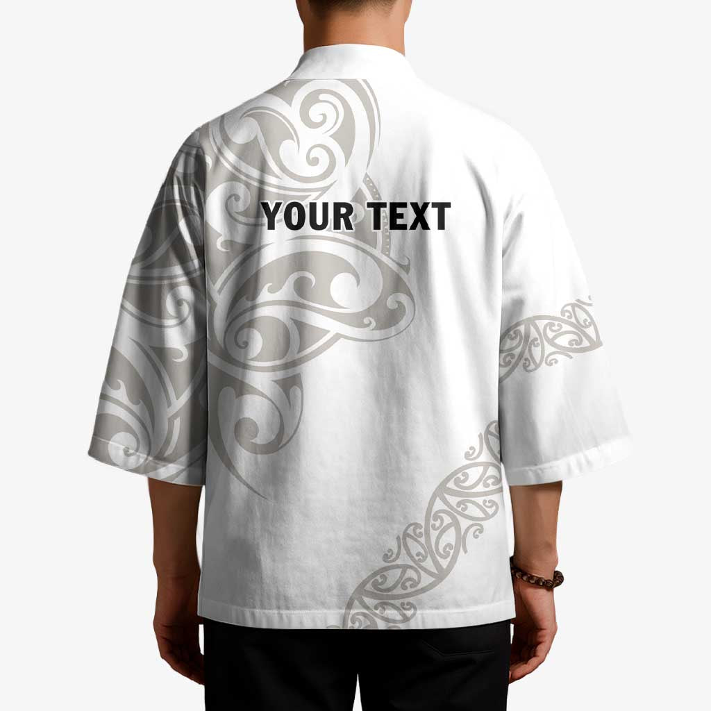 All White Maori Tribal Tattoo Personalised Kimono Stone Gray Polynesian Style - Polynesian Pride
