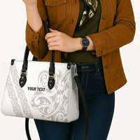 All White Maori Tribal Tattoo Personalised Leather Bag Stone Gray Polynesian Style - Polynesian Pride