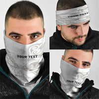 All White Maori Tribal Tattoo Personalised Neck Gaiter Stone Gray Polynesian Style LT9