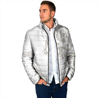 All White Maori Tribal Tattoo Personalised Padded Jacket Stone Gray Polynesian Style - Polynesian Pride