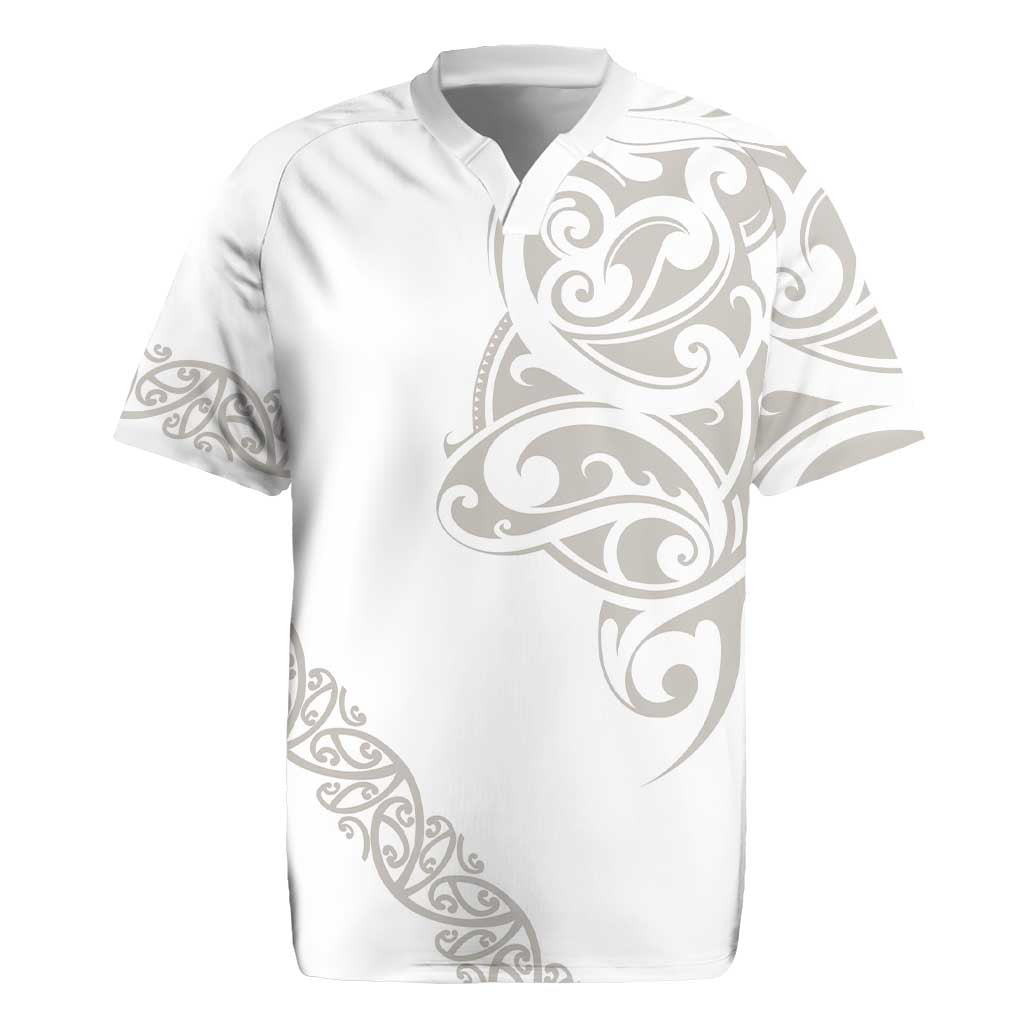 All White Maori Tribal Tattoo Personalised Rugby Jersey Stone Gray Polynesian Style - Polynesian Pride