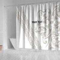 All White Maori Tribal Tattoo Personalised Shower Curtain Stone Gray Polynesian Style - Polynesian Pride