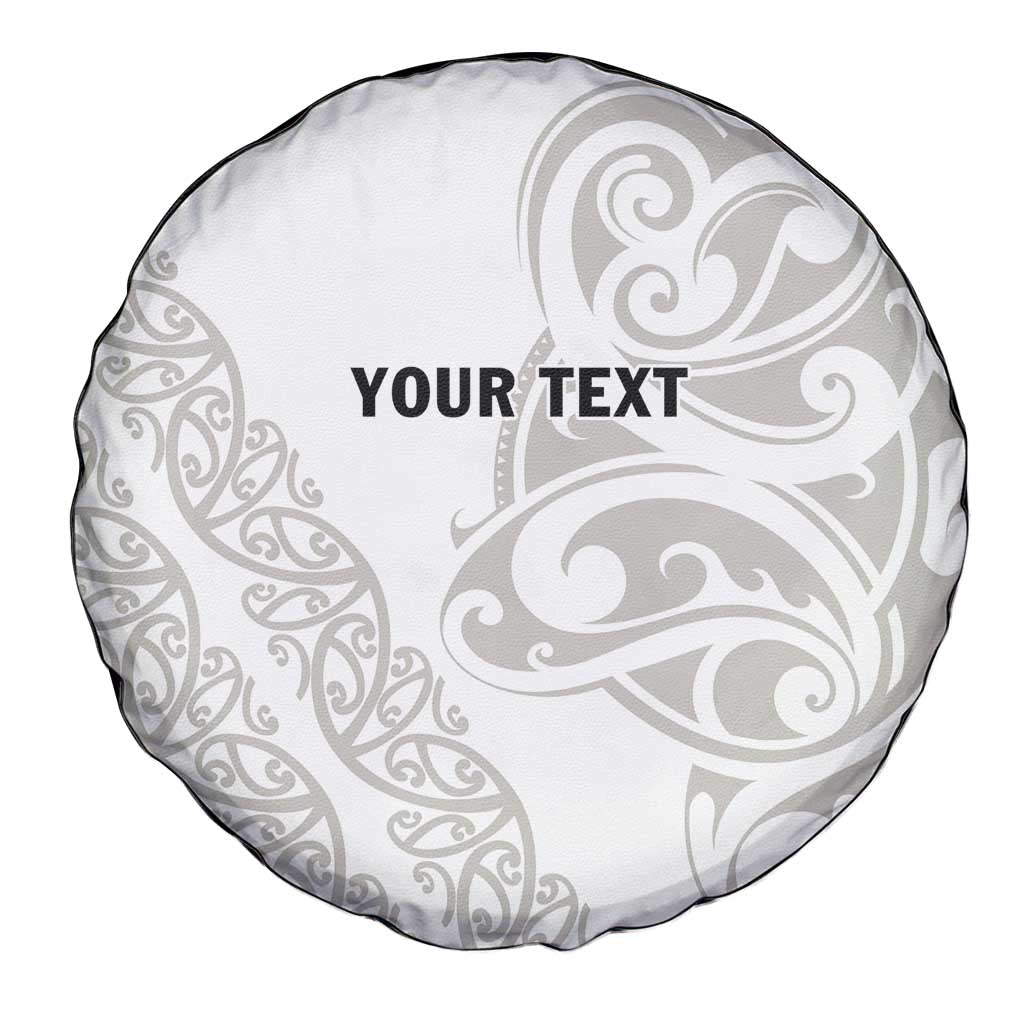 All White Maori Tribal Tattoo Personalised Spare Tire Cover Stone Gray Polynesian Style - Polynesian Pride