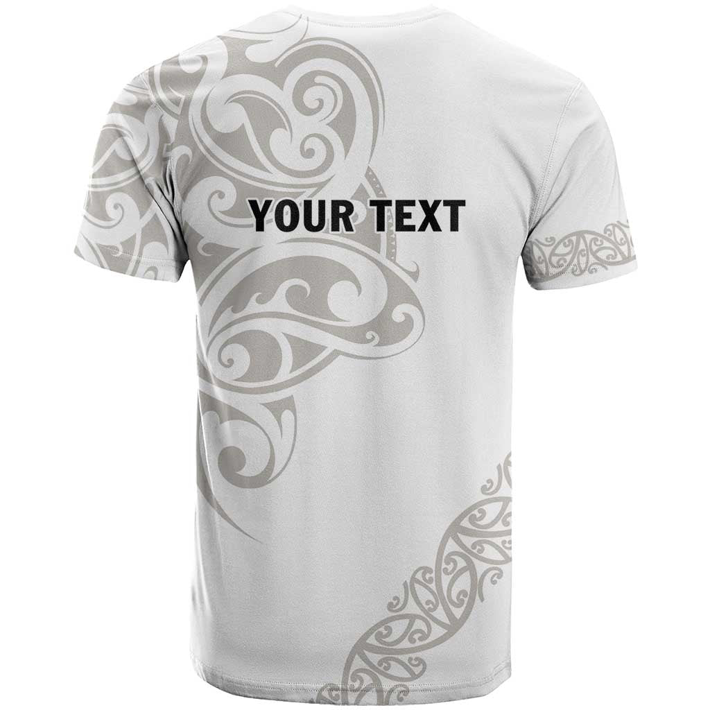 All White Maori Tribal Tattoo Personalised T Shirt Stone Gray Polynesian Style - Polynesian Pride