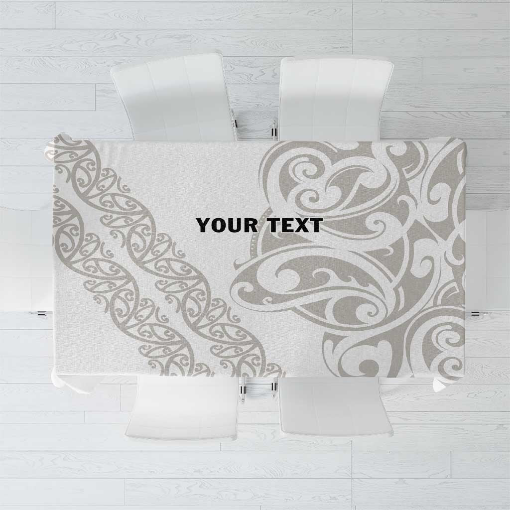 All White Maori Tribal Tattoo Personalised Tablecloth Stone Gray Polynesian Style - Polynesian Pride