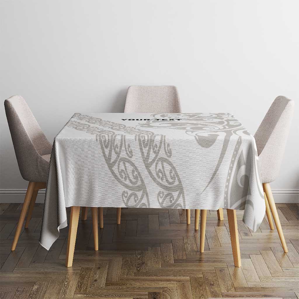 All White Maori Tribal Tattoo Personalised Tablecloth Stone Gray Polynesian Style - Polynesian Pride