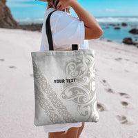 All White Maori Tribal Tattoo Personalised Tote Bag Stone Gray Polynesian Style - Polynesian Pride