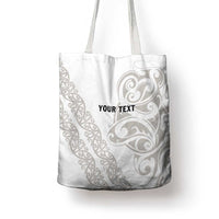 All White Maori Tribal Tattoo Personalised Tote Bag Stone Gray Polynesian Style - Polynesian Pride