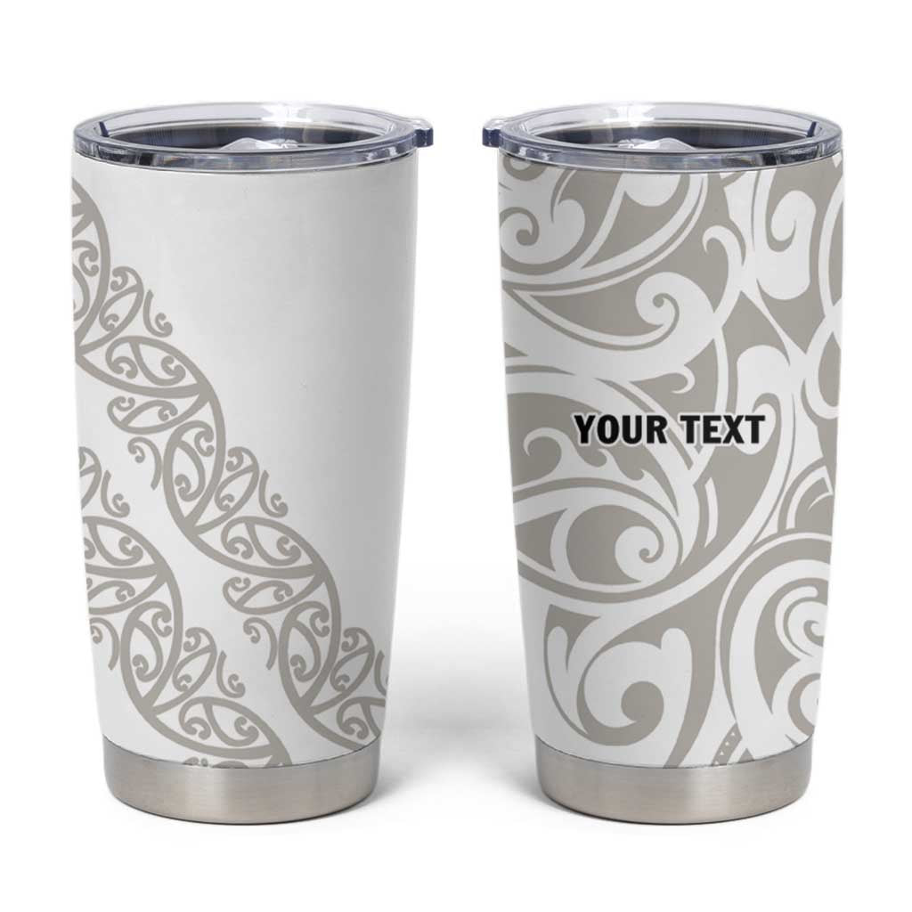 All White Maori Tribal Tattoo Personalised Tumbler Cup Stone Gray Polynesian Style - Polynesian Pride