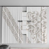 All White Maori Tribal Tattoo Personalised Window Curtain Stone Gray Polynesian Style LT9 With Hooks Gray - Polynesian Pride