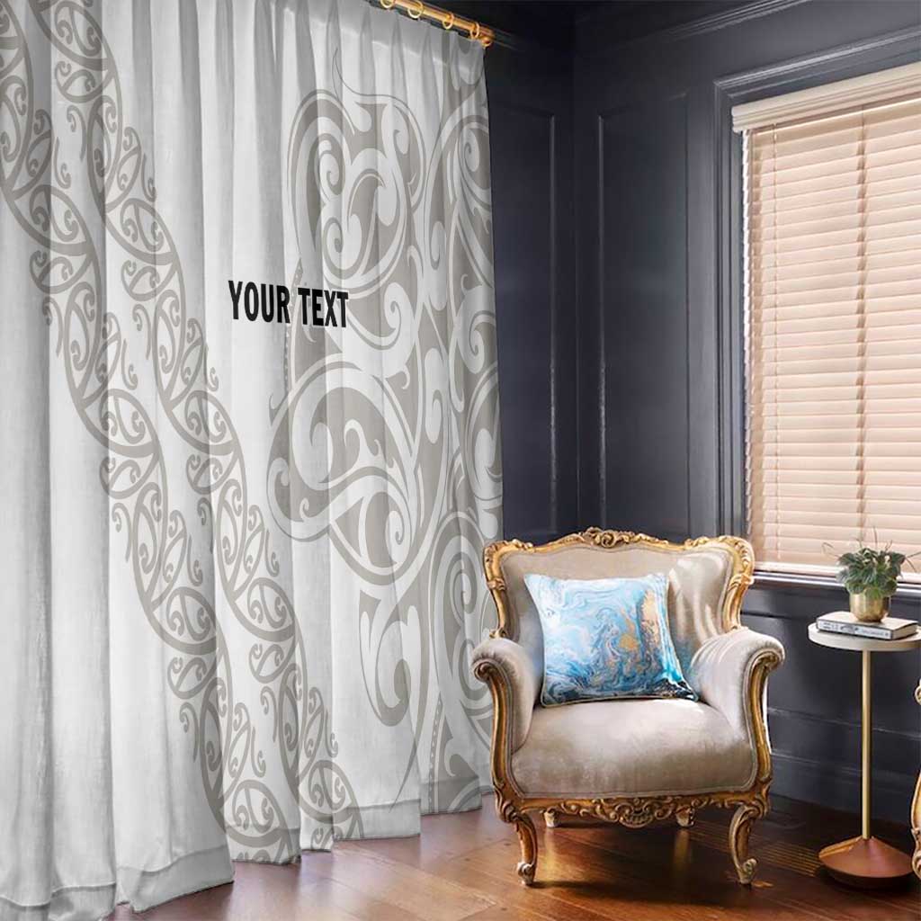 All White Maori Tribal Tattoo Personalised Window Curtain Stone Gray Polynesian Style LT9 - Polynesian Pride