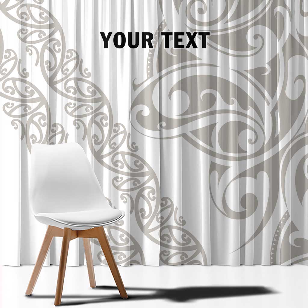 All White Maori Tribal Tattoo Personalised Window Curtain Stone Gray Polynesian Style LT9 - Polynesian Pride