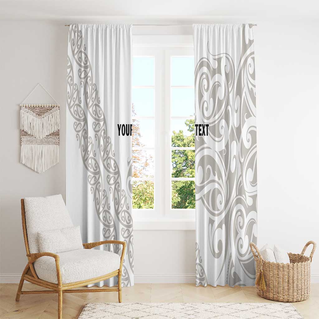 All White Maori Tribal Tattoo Personalised Window Curtain Stone Gray Polynesian Style LT9 - Polynesian Pride