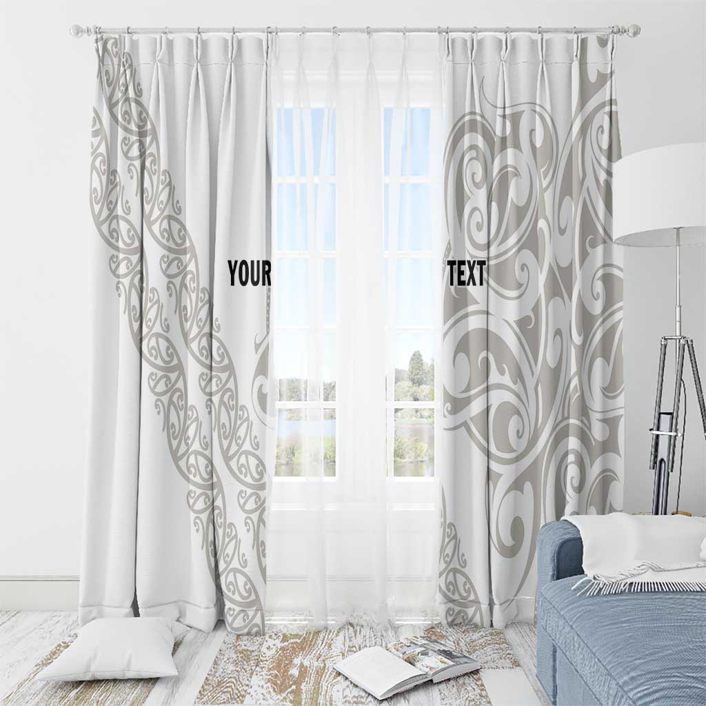 All White Maori Tribal Tattoo Personalised Window Curtain Stone Gray Polynesian Style LT9 - Polynesian Pride