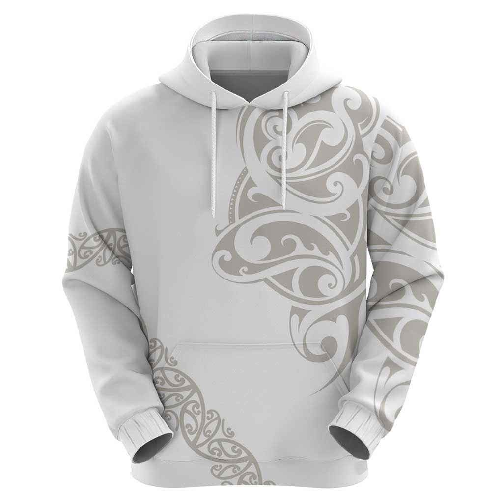 All White Maori Tribal Tattoo Personalised Zip Hoodie Stone Gray Polynesian Style - Polynesian Pride