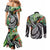 Polynesian Pacific Rugby Tribal Couples Matching Mermaid Dress and Long Sleeve Button Shirt Tropical Vibe