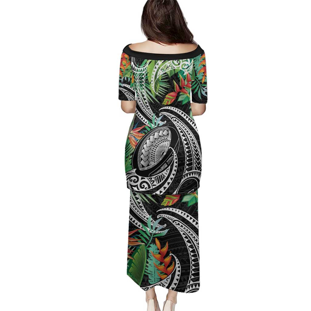 Polynesian Pacific Rugby Tribal Family Matching Puletasi and Hawaiian Shirt Tropical Vibe