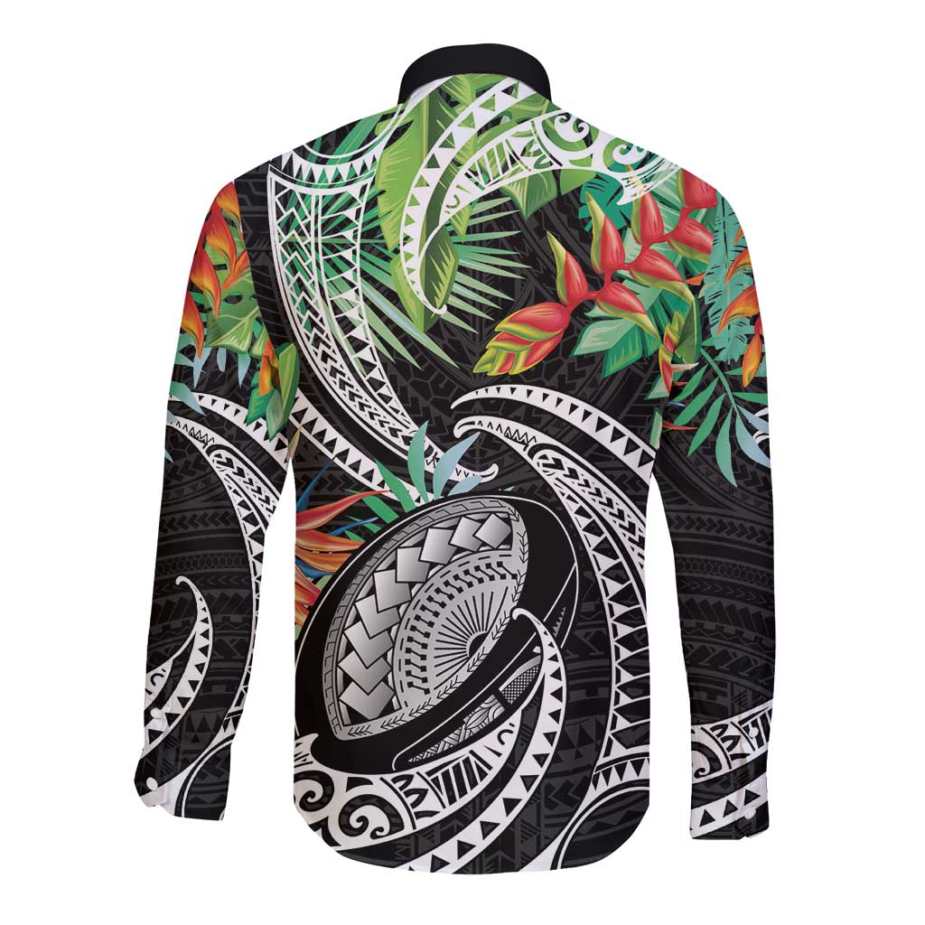 Polynesian Pacific Rugby Tribal Long Sleeve Button Shirt Tropical Vibe
