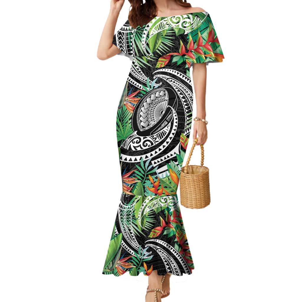 Polynesian Pacific Rugby Tribal Mermaid Dress Tropical Vibe LT9 Women Black - Polynesian Pride