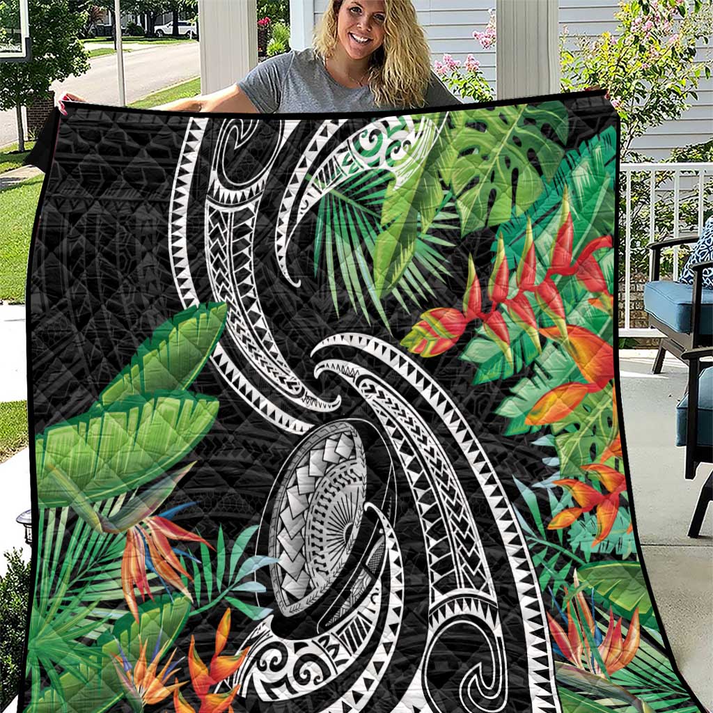 Polynesian Pacific Rugby Tribal Quilt Tropical Vibe LT9 Black - Polynesian Pride