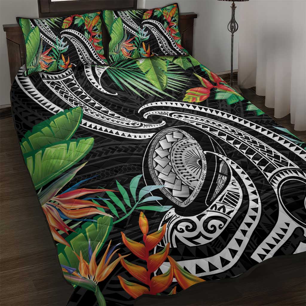 Polynesian Pacific Rugby Tribal Quilt Bed Set Tropical Vibe LT9 Black - Polynesian Pride