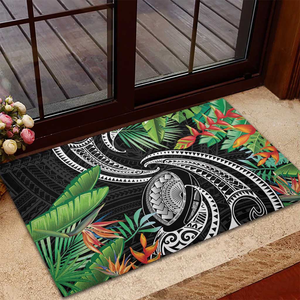 Polynesian Pacific Rugby Tribal Rubber Doormat Tropical Vibe