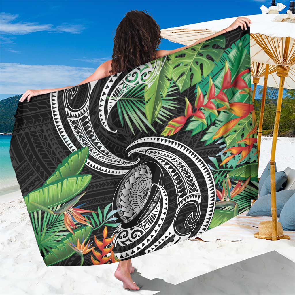 Polynesian Pacific Rugby Tribal Sarong Tropical Vibe LT9 One Size 44 x 66 inches Black - Polynesian Pride