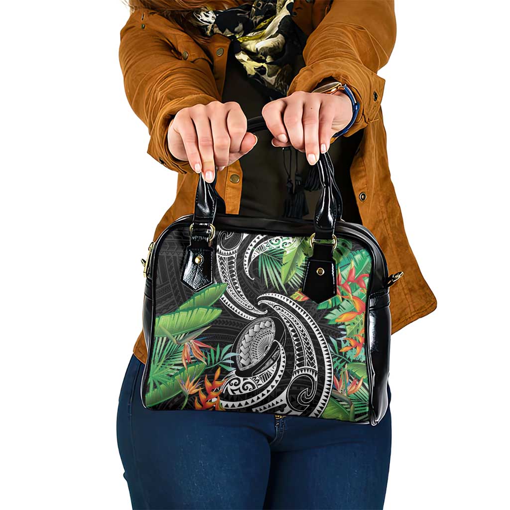 Polynesian Pacific Rugby Tribal Shoulder Handbag Tropical Vibe LT9 One Size Black - Polynesian Pride