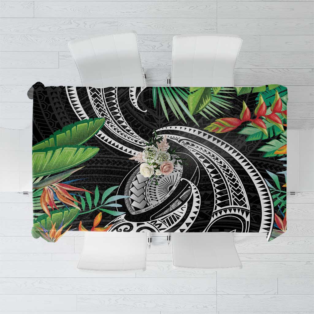 Polynesian Pacific Rugby Tribal Tablecloth Tropical Vibe LT9 Black - Polynesian Pride