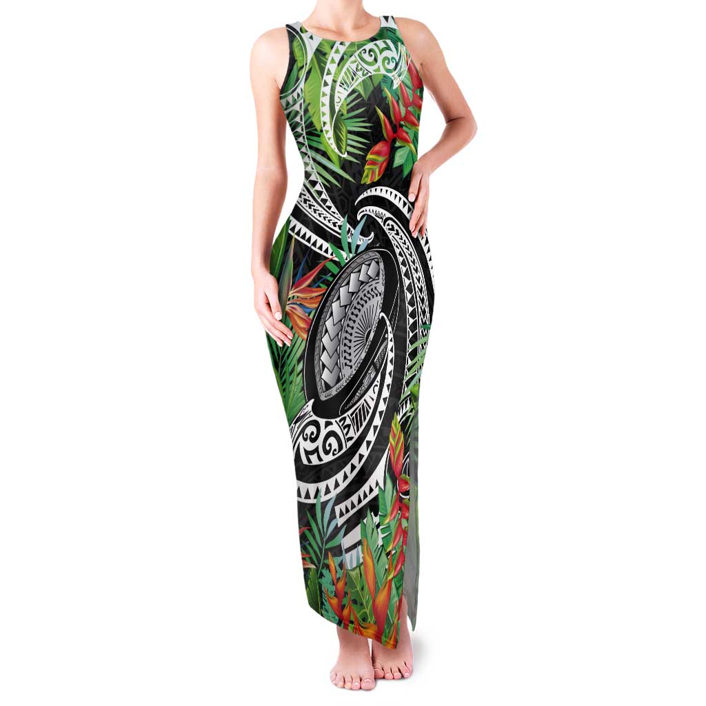 Polynesian Pacific Rugby Tribal Tank Maxi Dress Tropical Vibe LT9 Women Black - Polynesian Pride